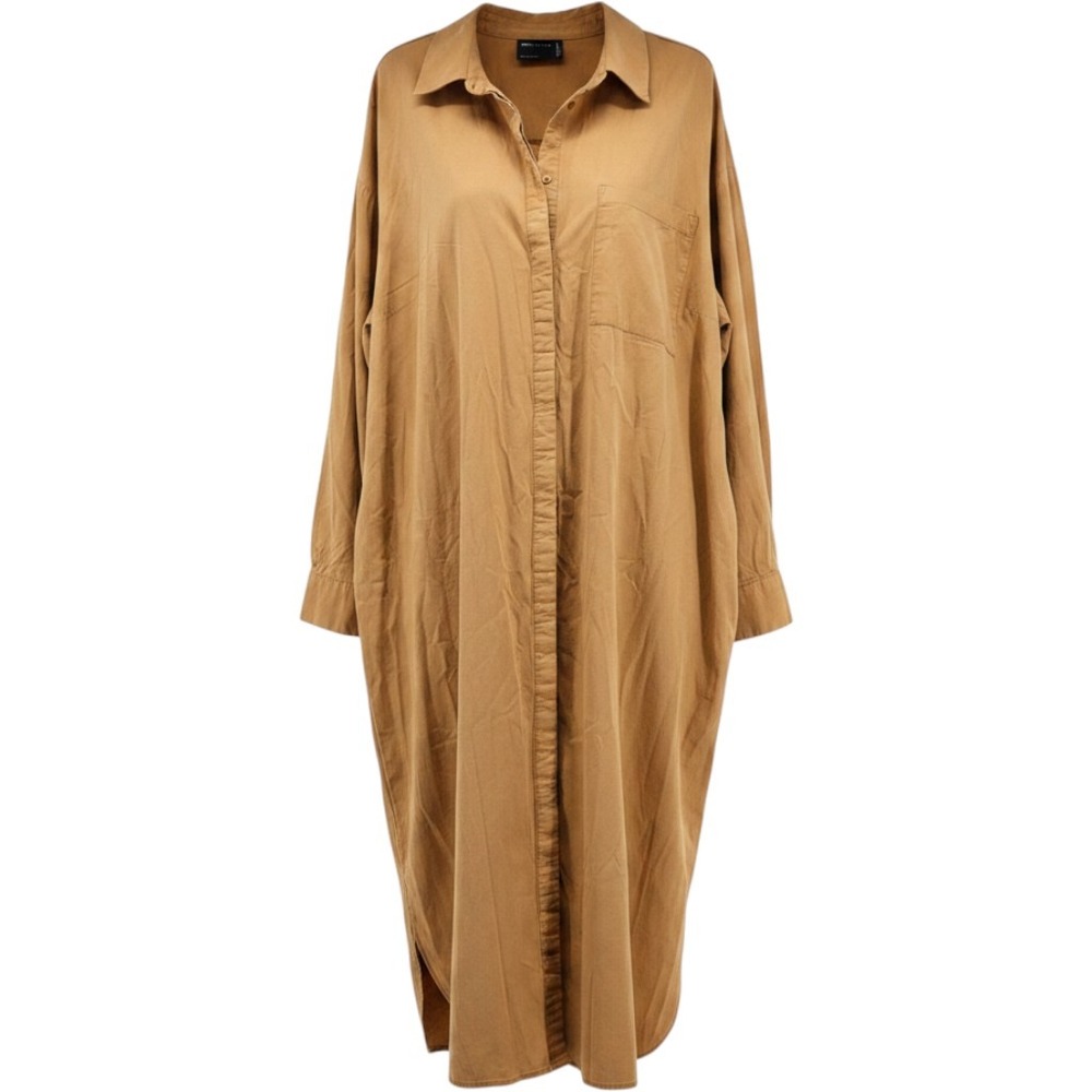 ASOS Curve US 20 Tan Oversized Maxi Shirt Dress Minimalist Capsule Boho Layering